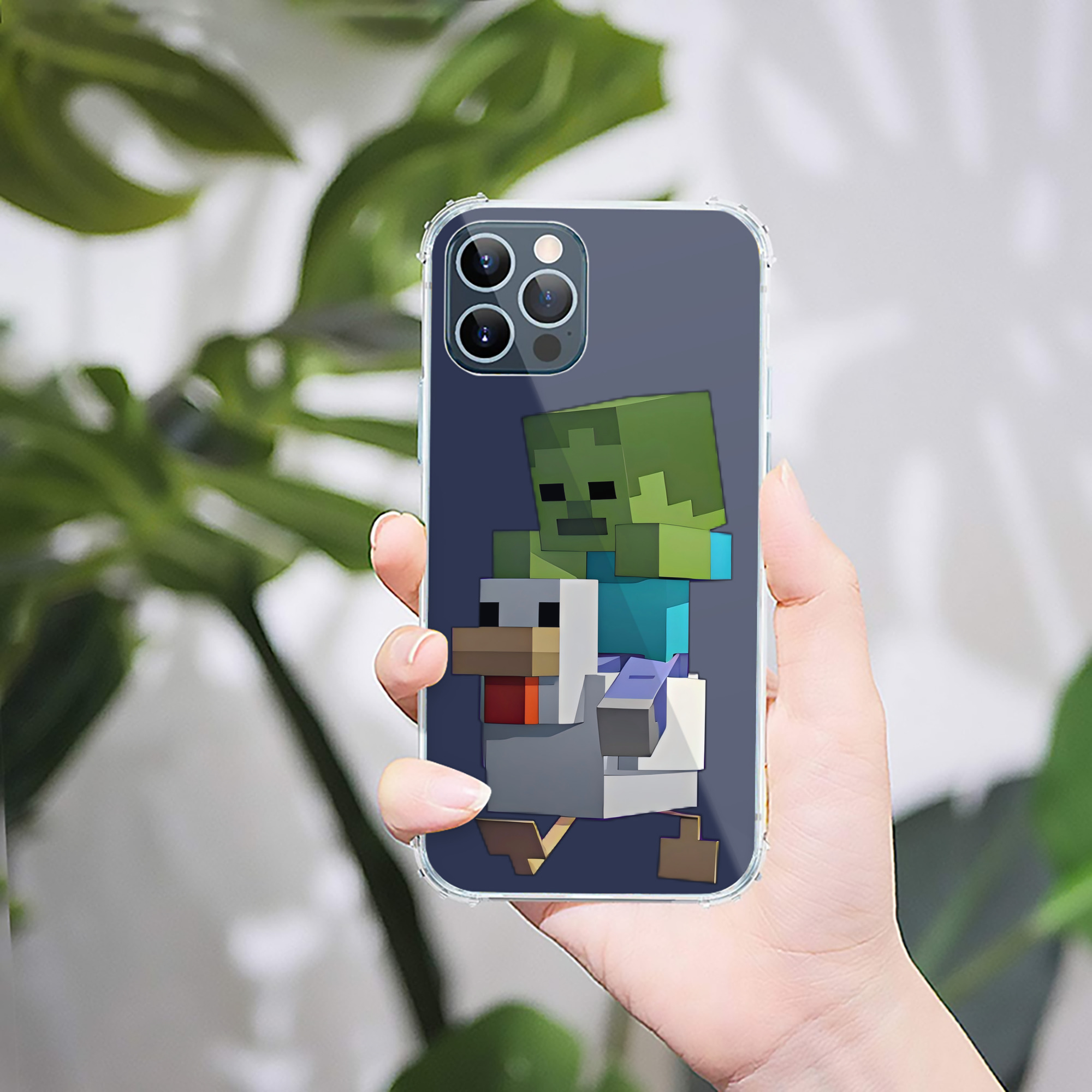 （画像用） マインクラフト ブロックの世界 Minecraft MC Block world 【iPhone 12シリーズ対応】透明スマホケース（クリアソフトケース）